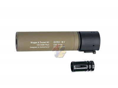 --Out of Stock--ASG ROTEX III C Barrel Extension Tube and Flash Hider ( 160mm, 14mm-, Tan )