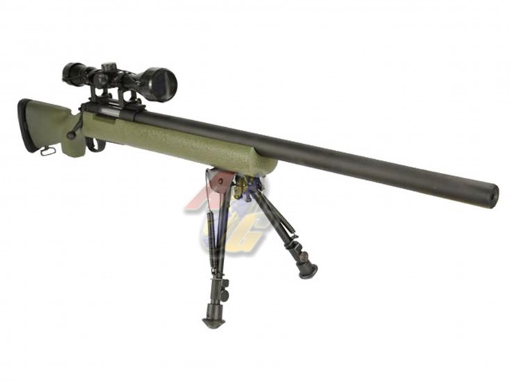 Snow Wolf M24 Civilian Type Airsoft Sniper with Scope and Bipod ( OD/ Air-Cocking ) - Click Image to Close
