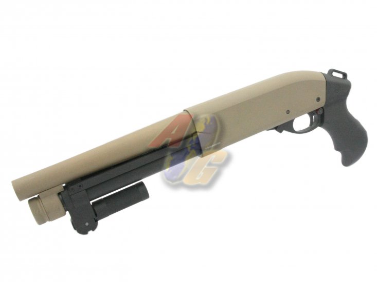 Golden Eagle M870 AOW Gas Pump Action Shotgun ( Tan ) - Click Image to Close