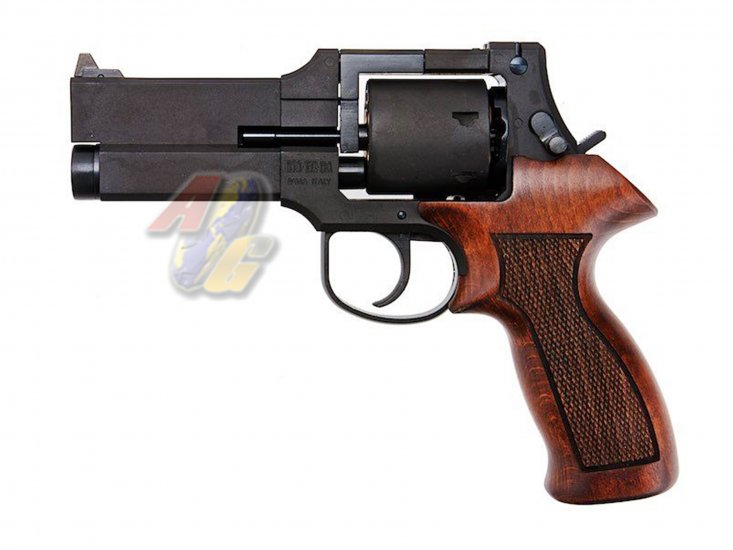Marushin Mateba 4 inch Gas Revolver ( Black, Heavy Weight, Wood Grip ) - Click Image to Close
