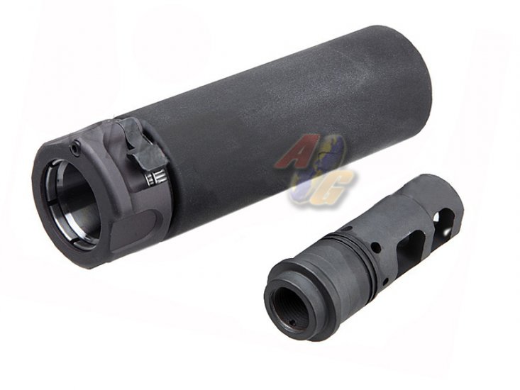 Angry Gun Socom556 Mini Mock Silencer with Flash Hider ( BK, Short ) - Click Image to Close
