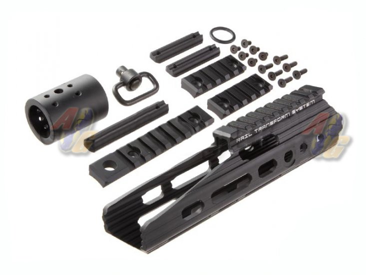 APS 8 inch CNC Guardian Rail Handguard Set ( Black ) - Click Image to Close