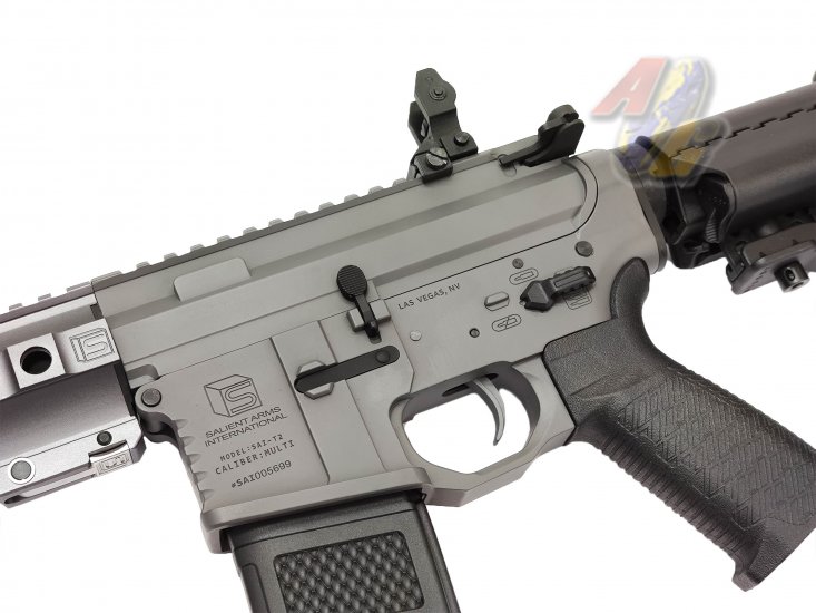 EMG Salient Arms Licensed GRY AR15 CQB AEG with Stubby Stock ( Gray ) - Click Image to Close