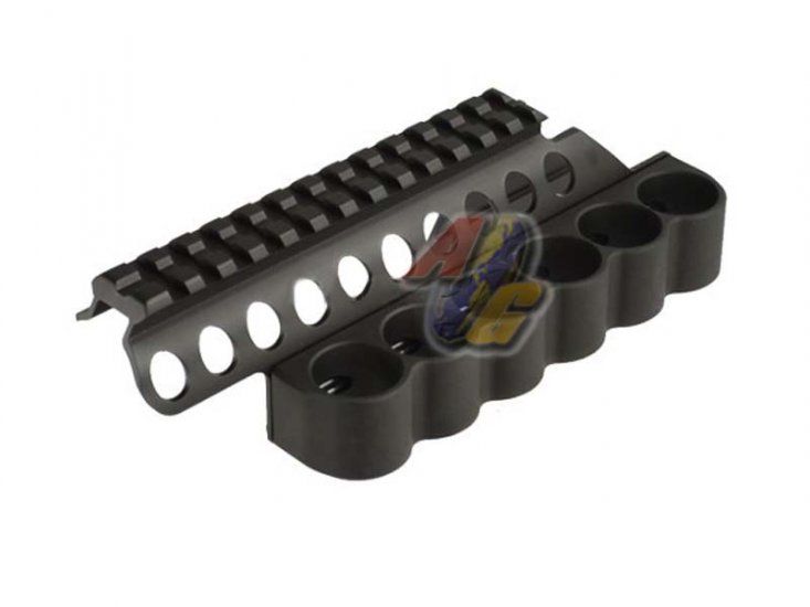 Golden Eagle M870 Gas Pump Action Shotgun Top Rail Mount with Shell Holder ( Short ) - Click Image to Close