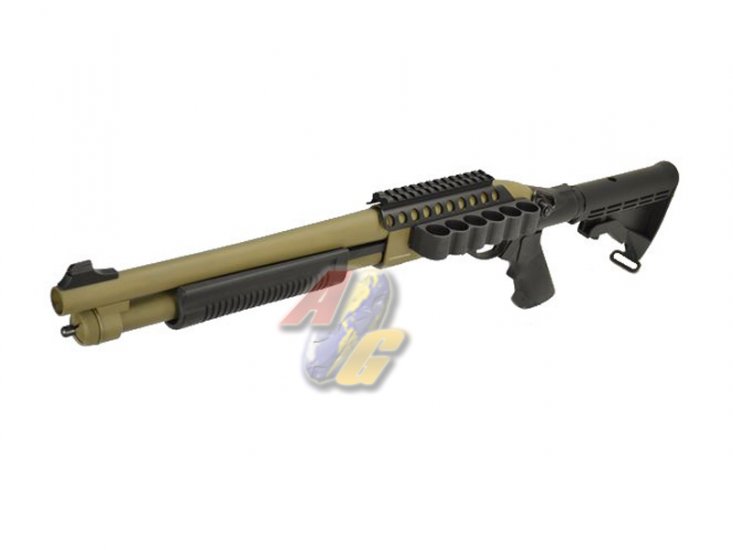 --Out of Stock--Golden Eagle M870 Medium Tri-Shot Gas Pump Action Shotgun ( Tan ) - Click Image to Close