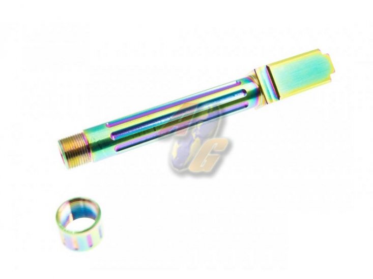 C&C BK-List Style Stainless Steel Threaded Outer Barrel For Tokyo Marui G17 Series GBB ( Rainbow ) - Click Image to Close