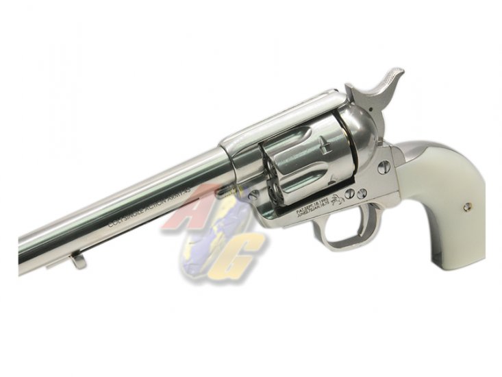 AG Custom King Arms Full Metal SAA .45 Peacemaker Revolver L with Marking ( Silver ) - Click Image to Close