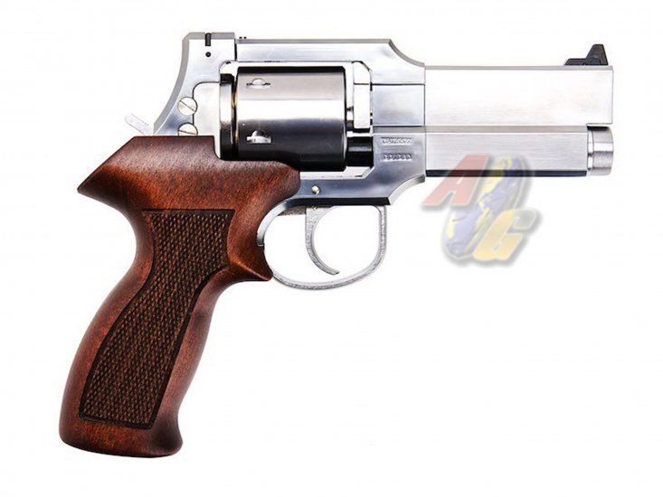 Marushin Mateba 4 inch Gas Revolver ( Silver, Heavy Weight, Wood Grip ) - Click Image to Close