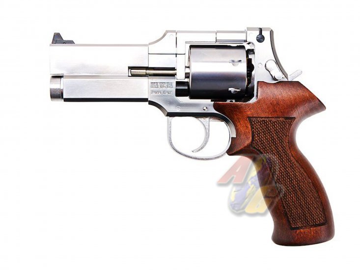 Marushin Mateba 4 inch Gas Revolver ( Silver, Heavy Weight, Wood Grip ) - Click Image to Close