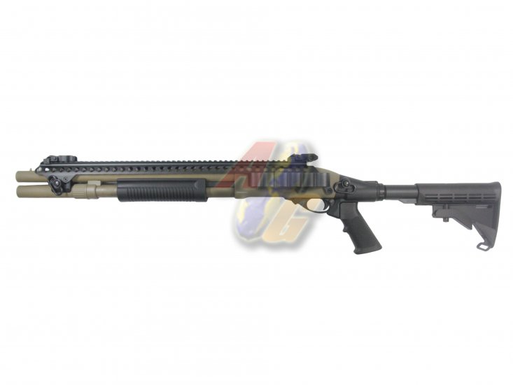 --Out of Stock--Golden Eagle M870 AR Tactical Tri-Shot Gas Pump Action Shotgun ( Tan ) - Click Image to Close