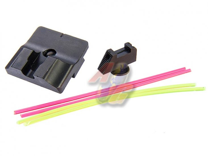 GunsModify W Style Steel CNC Fiber Optic Sight Set For Umarex/ VFC Glock Series GBB - Click Image to Close