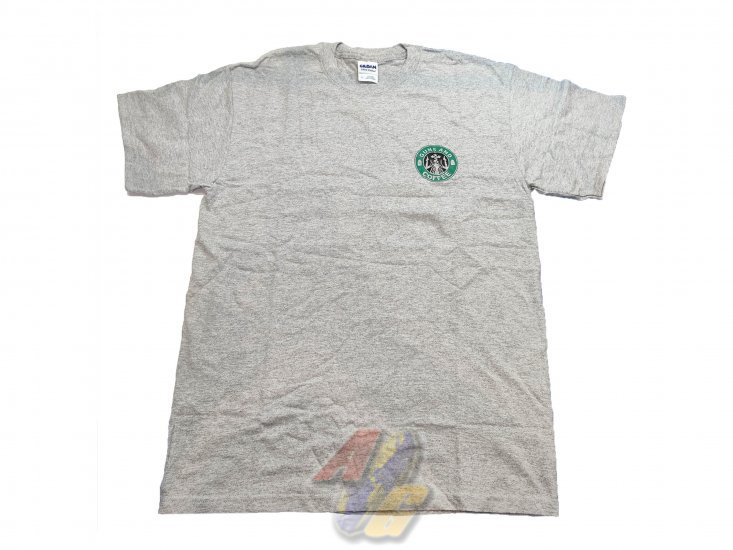 Gildan T-Shirt ( Grey, Guns & Coffee, M ) - Click Image to Close