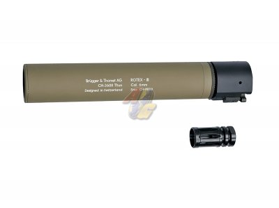 --Out of Stock--ASG ROTEX III Barrel Extension Tube and Flash Hider ( 230mm, 14mm-, Tan )