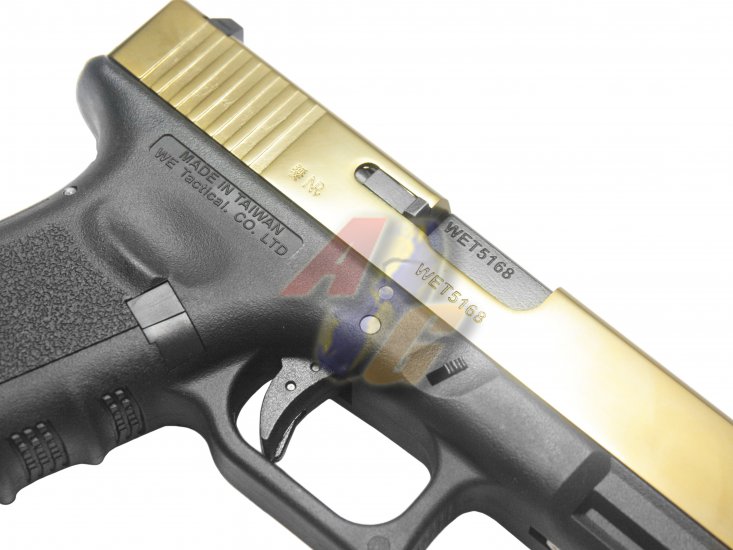 WE G19 GBB( Gold, Metal Slide, BK Frame ) - Click Image to Close