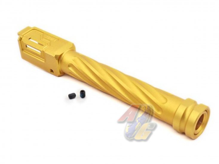 TTI Airsoft Fixed Outer Barrel For Tokyo Marui/ WE G17, G18 Series GBB ( Gen.3 ) ( Type A/ Gold ) - Click Image to Close