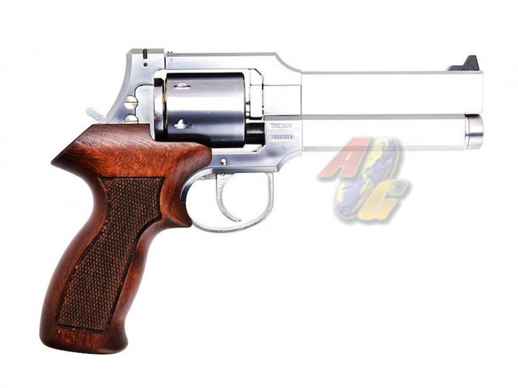 Marushin Mateba 5 inch Gas Revolver ( Silver, Heavy Weight, Wood Grip ) - Click Image to Close