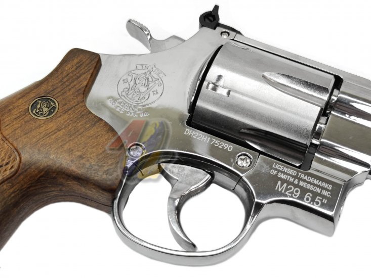 Umarex S&W M29 Co2 Revolver ( 6.5 Inch, Silver/ Brown Grip ) ( by WinGun ) - Click Image to Close