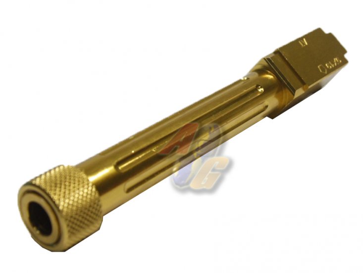 --Out of Stock--5KU Aluminum Straight Outer Barrel with Thread For Tokyo Marui G17 Series GBB ( 14mm-/ Gold ) - Click Image to Close