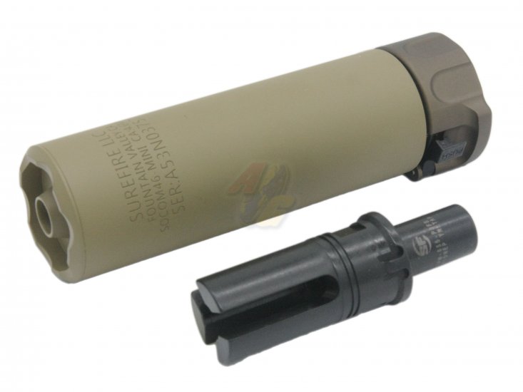5KU SF Style SOCOM 46 MINI Silencer For KWA/ KSC MP7 Series GBB ( 12mm+/ TAN ) - Click Image to Close