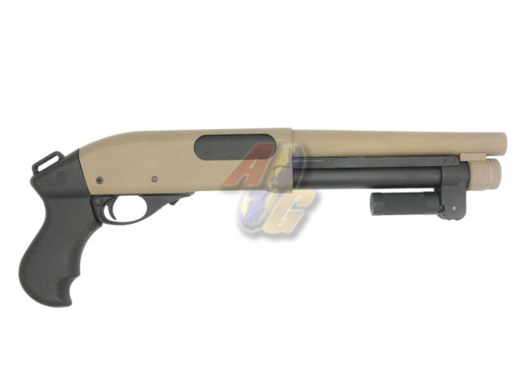 Golden Eagle M870 AOW Gas Pump Action Shotgun ( Tan ) - Click Image to Close