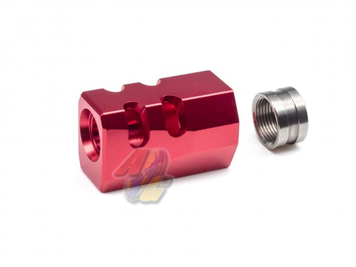 TTI Airsoft Type-B Compensator For TTI Airsoft TP22 Competition GBB ( 14mm-/ Red ) - Click Image to Close