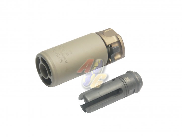 5KU QD WARDEN Silencer with 4 Prong Flash Hider ( 14mm-/ Tan/ V2 ) - Click Image to Close