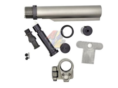 BJ Tac LT Style Stainless Steel Folding Stock Adapter Set For Tokyo Marui M4 Series GBB ( MWS ) ( Grey )