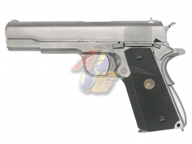 WE M1911A1 (Full Metal, SV, Black Rubber Grip) - Click Image to Close