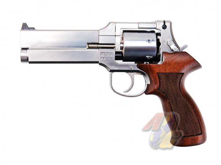 Marushin Mateba 5 inch Gas Revolver ( Silver, Heavy Weight, Wood Grip ) - Click Image to Close