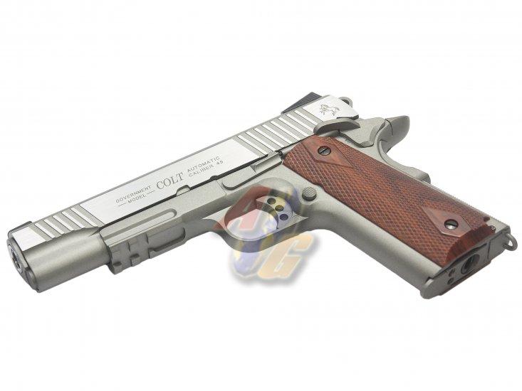 --Out of Stock--Cybergun COLT 1911 Rail Co2 GBB Pistol ( Stainless ) - Click Image to Close