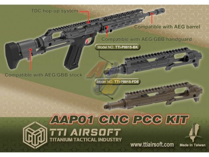 TTI Airsoft AAP-01 PCC Kit For Action Army AAP-01 GBB ( BK ) - Click Image to Close