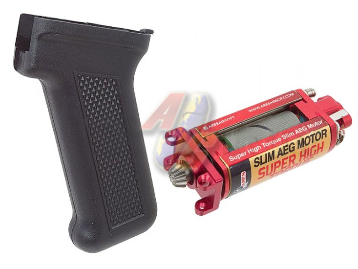 ARES AK Slim Pistol Grip with Super High Torque Slim AEG Motor ( Black ) - Click Image to Close