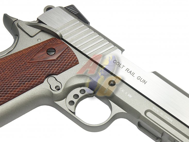 --Out of Stock--Cybergun COLT 1911 Rail Co2 GBB Pistol ( Stainless ) - Click Image to Close