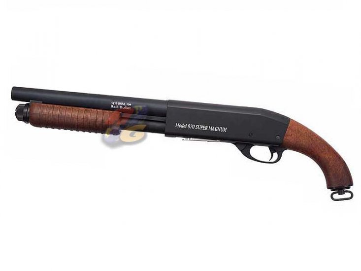 S&T M870 Saw Off Full Metal Spring Shotgun ( Real Wood ) - Click Image to Close