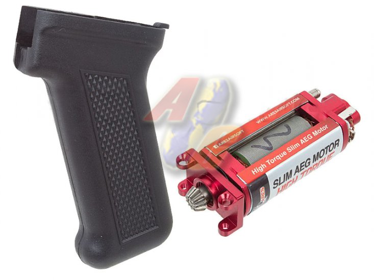 ARES AK Slim Pistol Grip with High Torque Slim AEG Motor ( Black ) - Click Image to Close