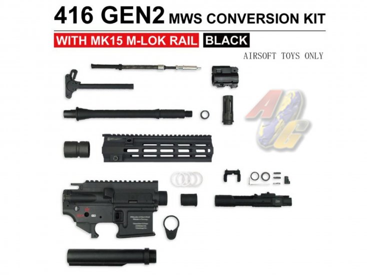 Angry Gun 416 Gen.2 MWS Conversion Kit For Tokyo Marui M4 Series GBB ( MWS/ MTR ) ( MK15-BK ) - Click Image to Close