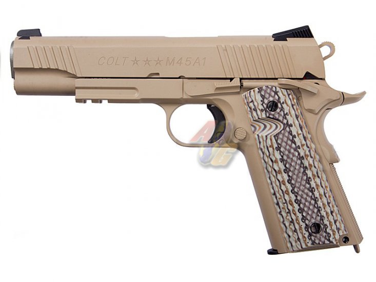 --Out of Stock--Cybergun COLT M45A1 Rail Co2 GBB Pistol ( Desert Tan ) - Click Image to Close