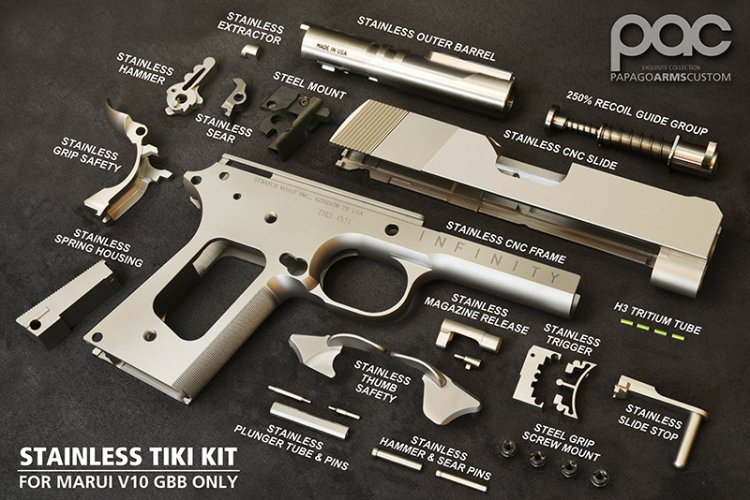 --Out of Stock--PAPAGO ARMS Stainless TIKI Kit For Tokyo Marui V10 GBB - Click Image to Close