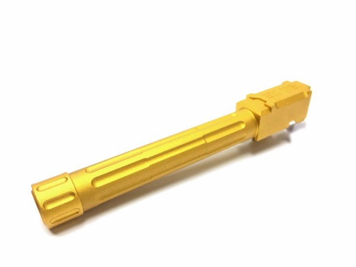 --Out of Stock--Airsoft Surgeon 9INE 14mm CCW Threaded Barrel For Tokyo Marui G17 Series GBB ( Gold ) - Click Image to Close