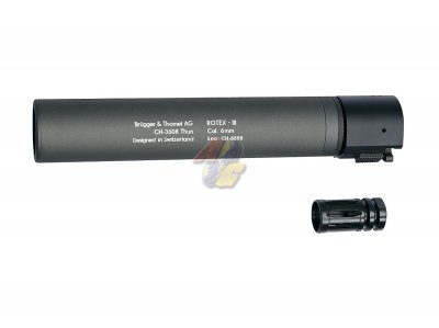 --Out of Stock--ASG ROTEX III Barrel Extension Tube and Flash Hider ( 230mm, 14mm-, Grey )