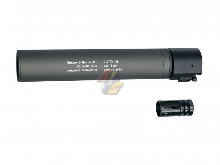 --Out of Stock--ASG ROTEX III Barrel Extension Tube and Flash Hider ( 230mm, 14mm-, Grey ) - Click Image to Close