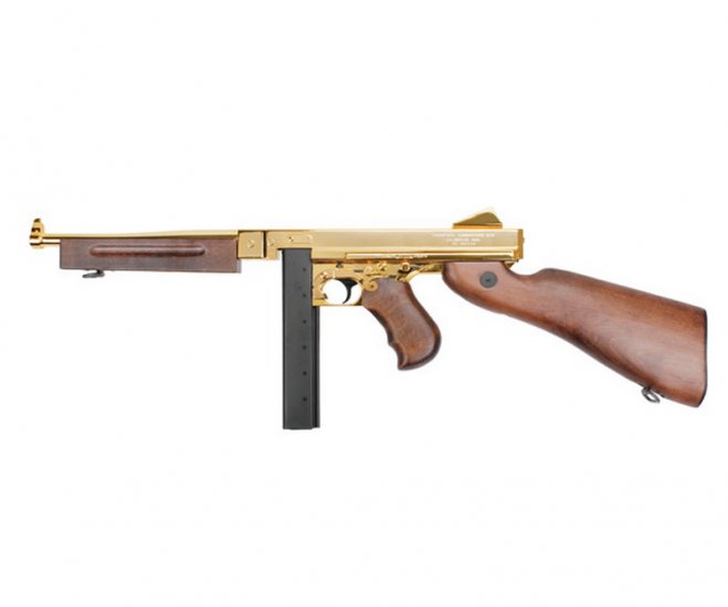 --Out of Stock--king Arms Thompson M1A1 Military Grand Special - Gold - Click Image to Close