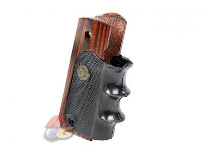 --Out of Stock--Pachmayr Heritage Walnut Wood Grip with Finger For M1911 with Ambi Safety