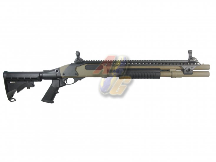 --Out of Stock--Golden Eagle M870 AR Tactical Tri-Shot Gas Pump Action Shotgun ( Tan ) - Click Image to Close