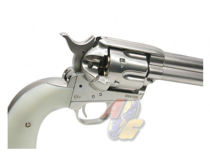 AG Custom King Arms Full Metal SAA .45 Peacemaker Revolver L with Marking ( Silver ) - Click Image to Close