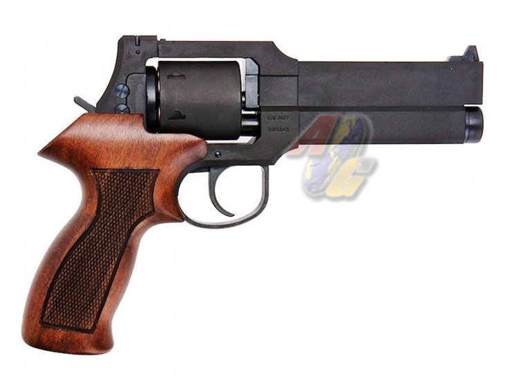 Marushin Mateba 5 inch Gas Revolver ( Black, Heavy Weight, Wood Grip ) - Click Image to Close