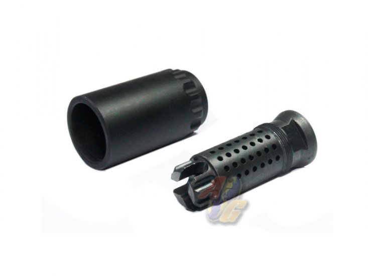 5KU 7.62 Taper Mount Flash Comp with Blast Shield ( 14mm- ) - Click Image to Close