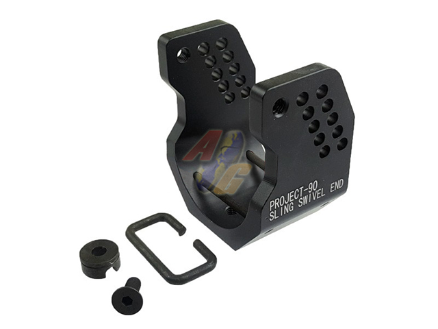 --Out of Stock--Armyforce P90 AEG Stock Sling Adaptor Plate with Sling Swivel ( Type B/ Black ) - Click Image to Close