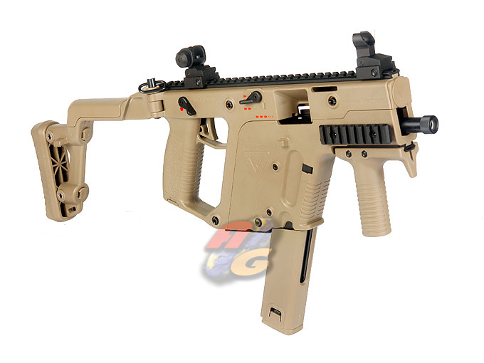 AG Custom KWA KRISS VECTOR GBB( KHAKI ) with Hephaestus Recoil Power Kit and G&P T1 Laser - Click Image to Close