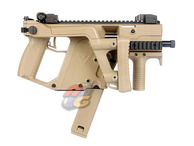AG Custom KWA KRISS VECTOR GBB( KHAKI ) with Hephaestus Recoil Power Kit and G&P T1 Laser - Click Image to Close